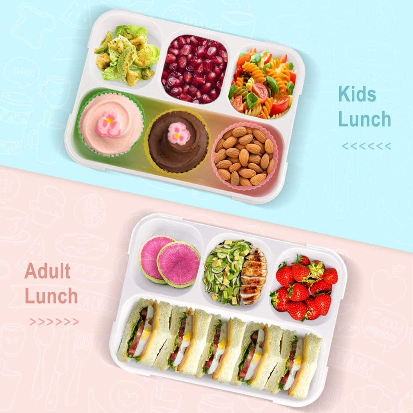 5212 Lunch Box 4 Compartment With Leak Proof Lunch Box For School Office Use