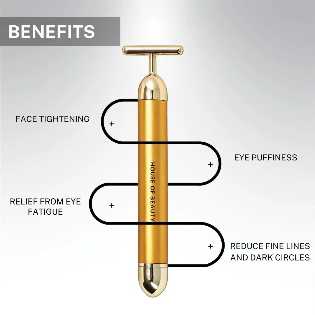 24K Golden Vibration Face Massager for Glowing Skin