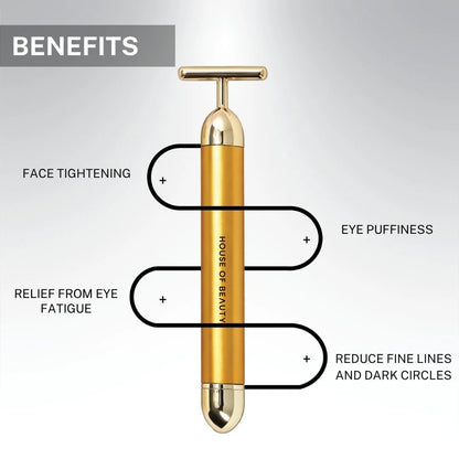 24K Golden Vibration Face Massager for Glowing Skin