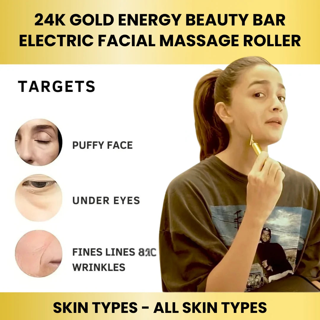 24K Golden Vibration Face Massager for Glowing Skin