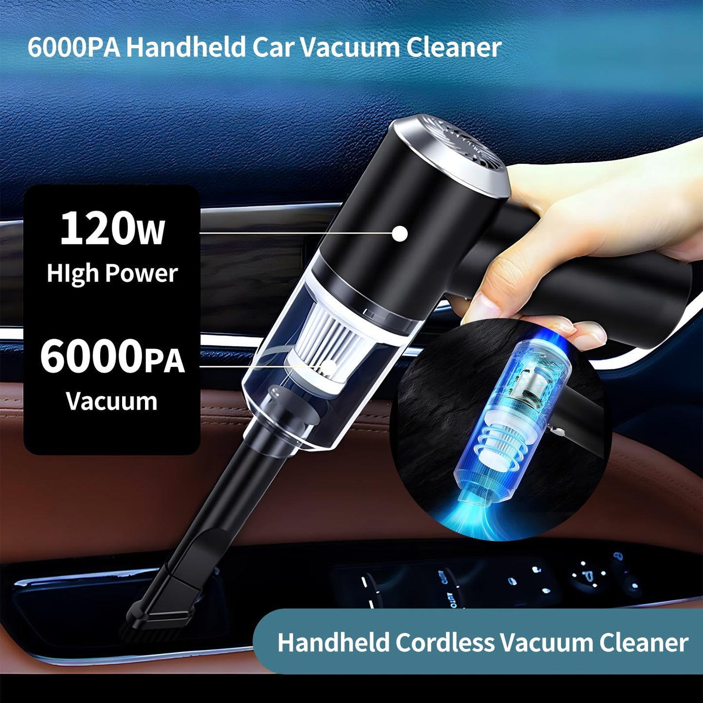 3-in-1 Wireless Car Vacuum Cleaner