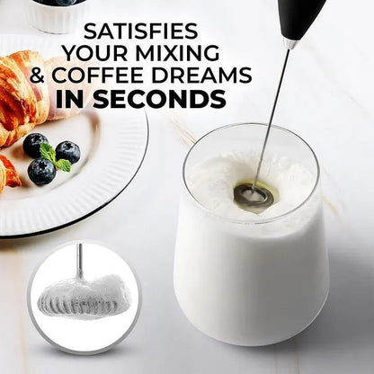 Electric Handheld Milk Frother | Battery Operated Coffee Foam Maker with Stainless Steel Whisk | Portable High-Speed Drink Mixer for Latte, Cappuccino, Hot Chocolate, Matcha &amp; Protein Shakes (1 Pc)