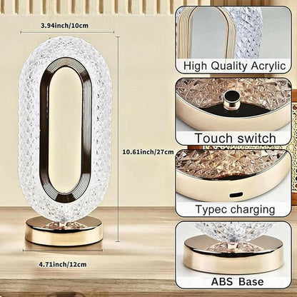 Crystal Oval Touch Table Lamp with 3 Light Modes & Dimming