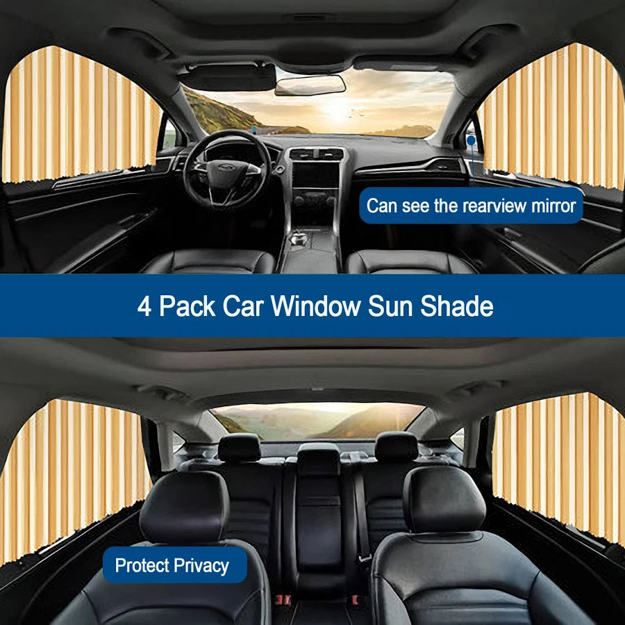 4 Pcs Car Window Privacy Curtains – UV Protection, Heat Reduction & Stylish Interior