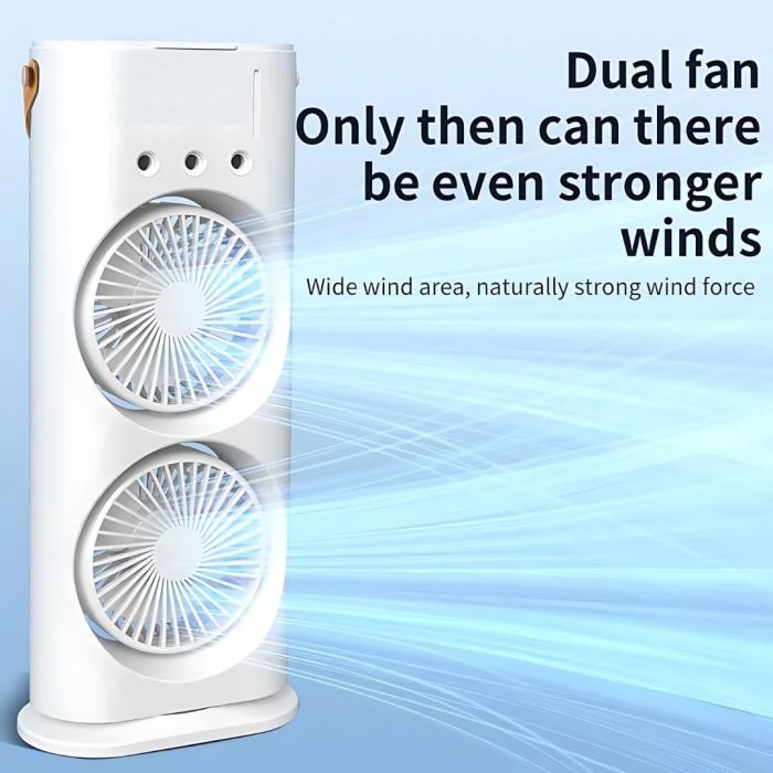 Dual Chill Mist Fan – Powerful Portable Cooling with Remote